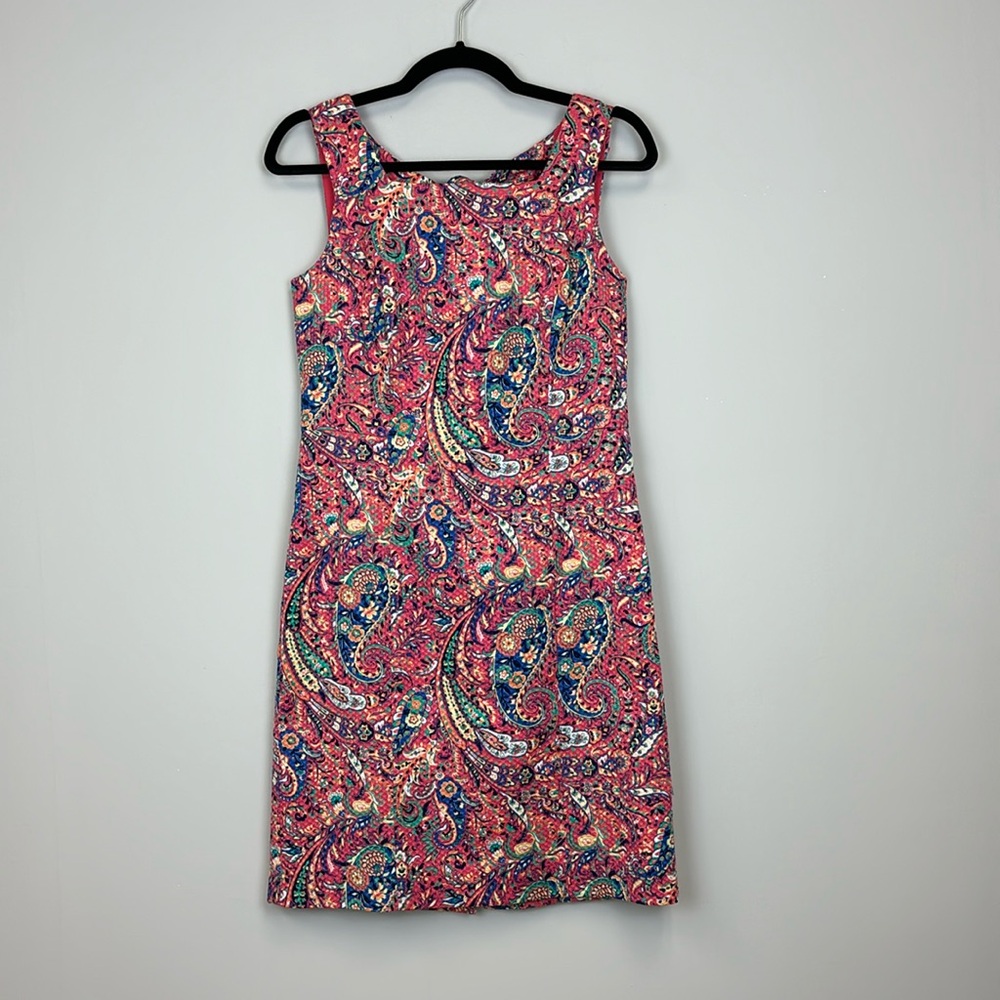 Talbots Pink Paisley Print Sleeveless Sheath Dress Size 2P